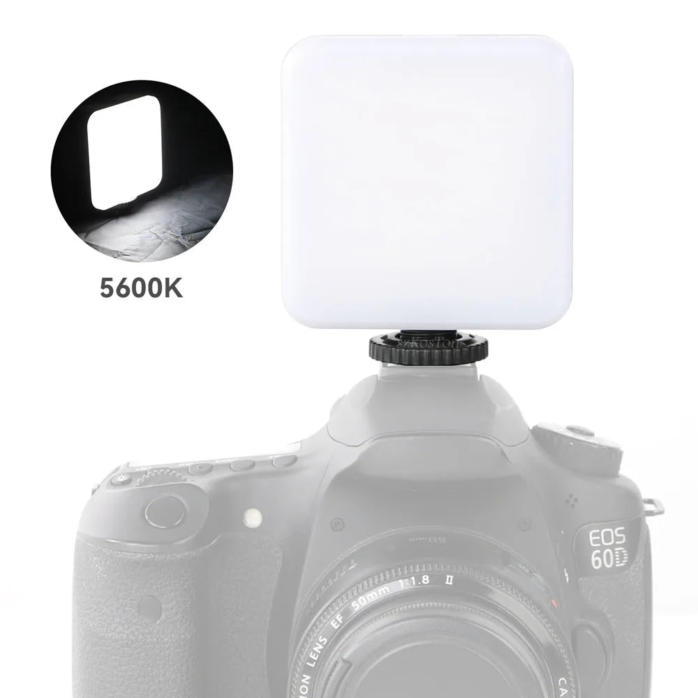 Universal LED mini square top flash light on a tripod, showing compact size and rotatable head.