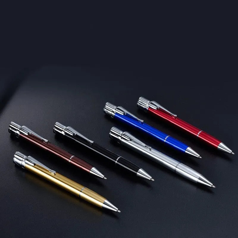 Slim metal windproof pen lighter with key chain in assorted colours