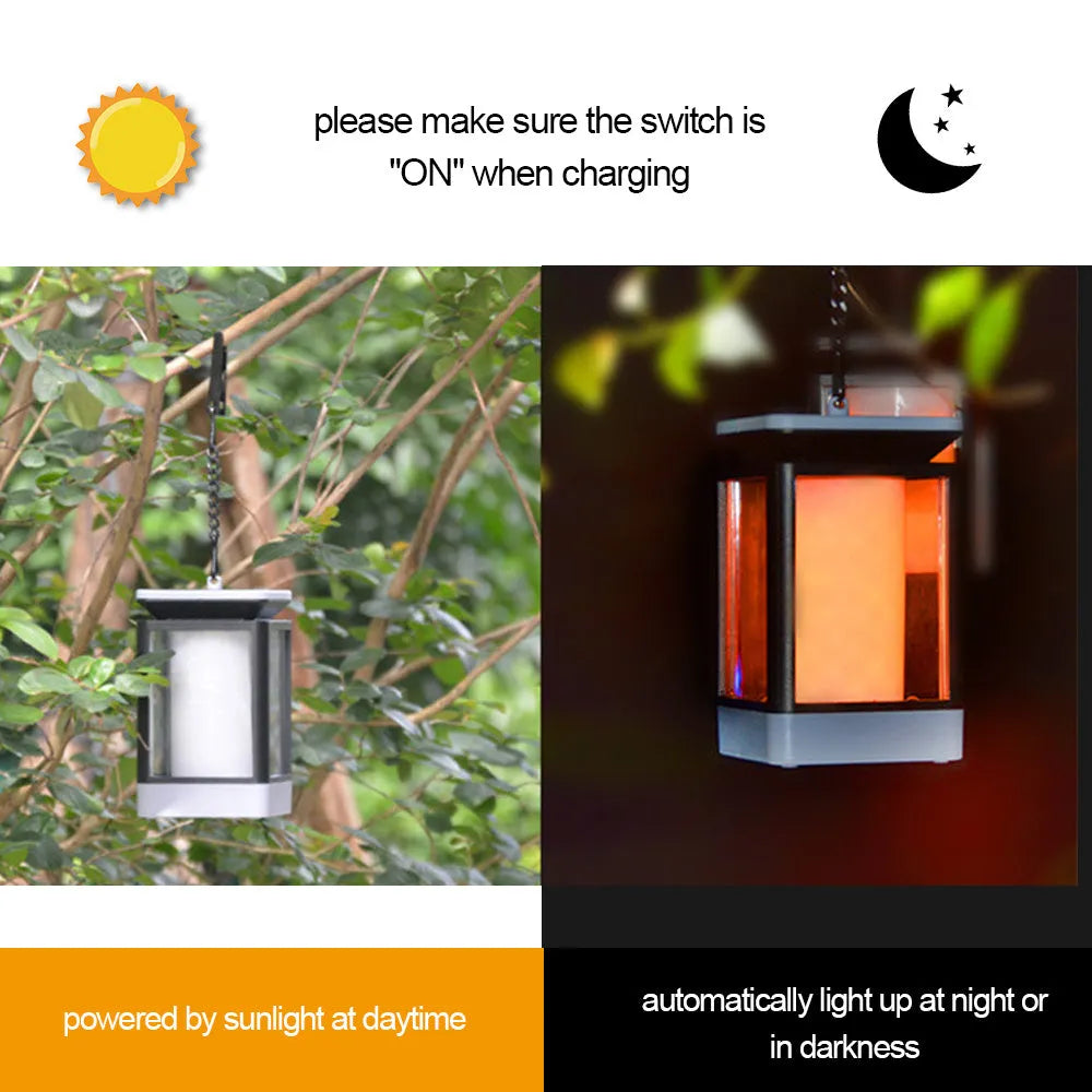 Antique-style grey solar-powered garden street lamp with LED lights in a daytime setting.