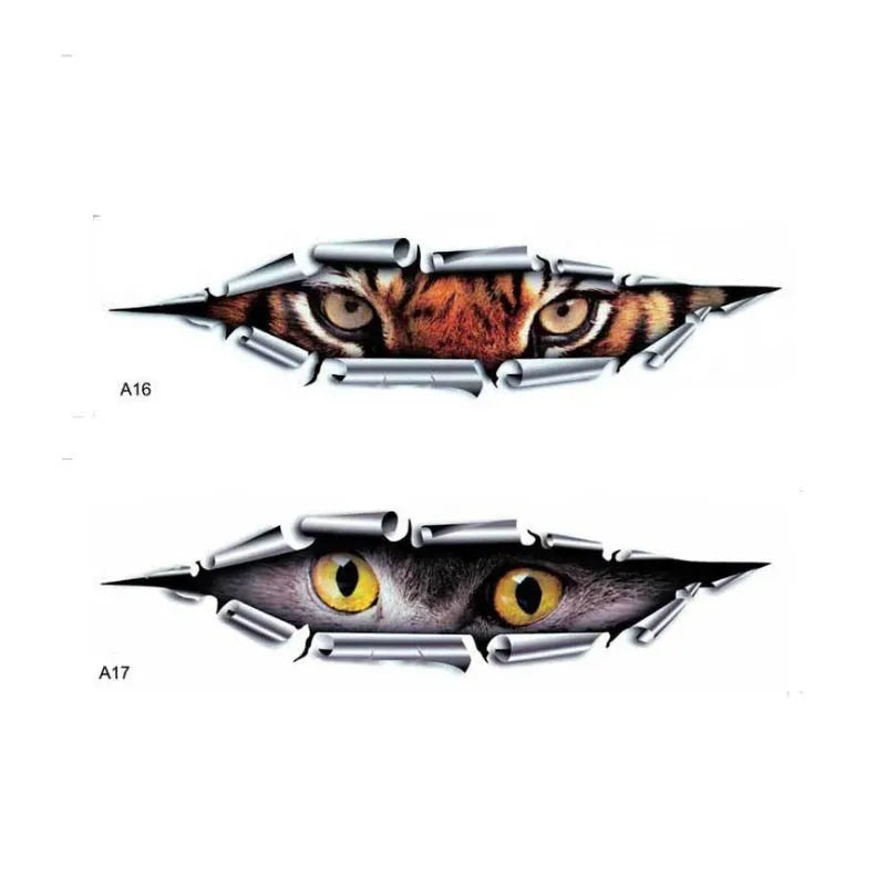 3D tiger eye and eagle eye design car door sticker on transparent PVC backing