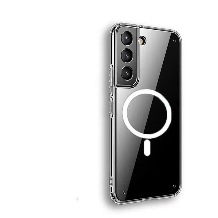 Transparent MagSafe magnetic phone case for Samsung Galaxy smartphones on wireless charger