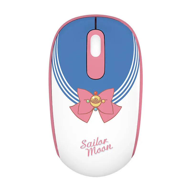 Sailor Moon cartoon themed pink wireless computer mouse with USB receiver.