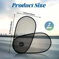 Black breathable car window shade attached to vehicle side window with suction cups