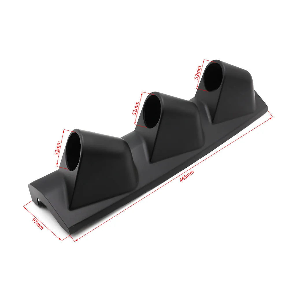 Black ABS car instrument stand with three-hole right drive mounting pattern for 52mm gauges