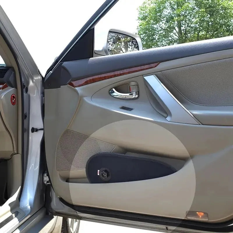 Black breathable car window shade attached to vehicle side window with suction cups
