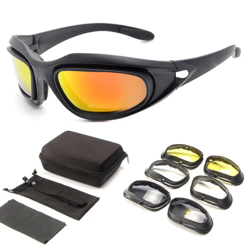 Polarised tactical sports sunglasses with PC frame for outdoor cycling and dustproof protection