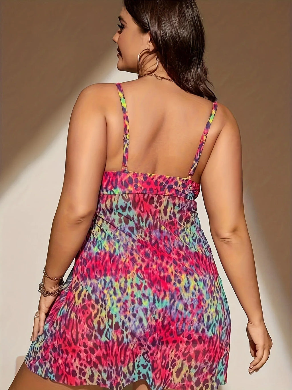 Plus size women's skirt split bikini swimsuit in polyester fabric available in multiple colours and sizes