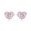 Women's heart-shaped stud earrings with white K electroplated finish on copper