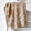 Imitation cashmere scarf measuring 185cm by 65cm with tassel fringe in winter colours