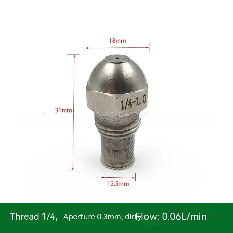 304 stainless steel two-point spray nozzle with 1/4 thread connection and multiple aperture size options