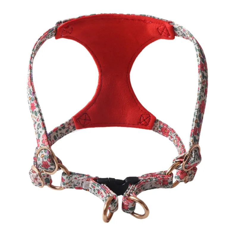 Floral series pet harness suit with hand holding rope in multiple colour options