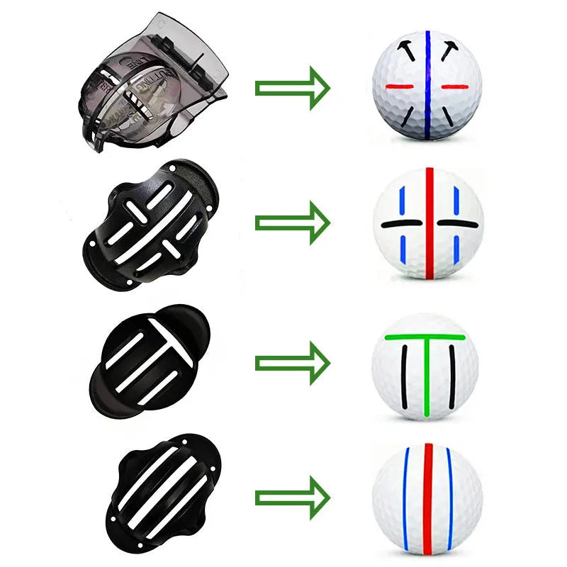 Plastic golf putter alignment training tool set with four scribers and one drawing pen