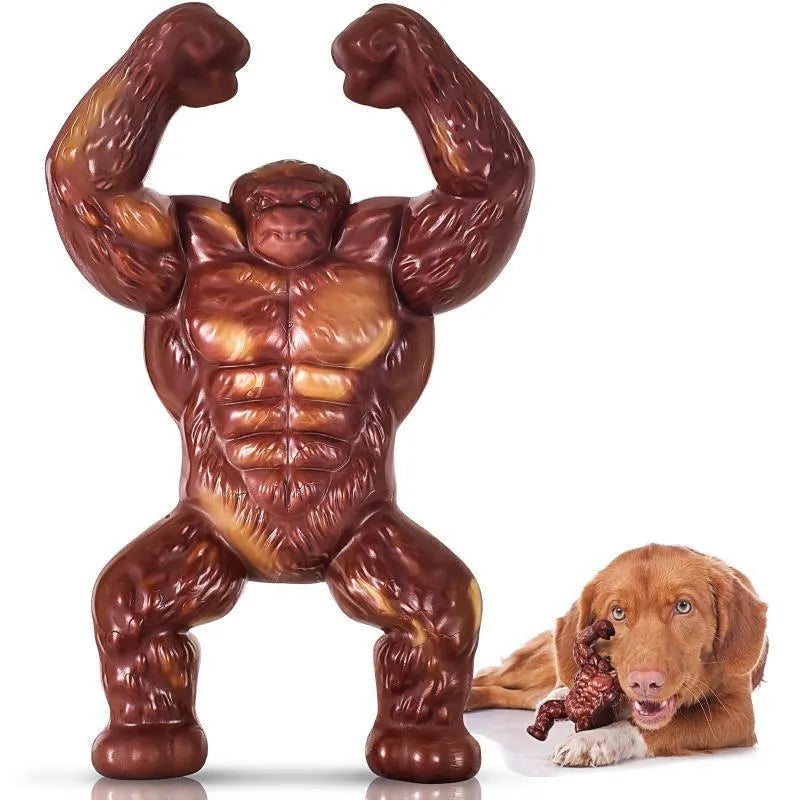 Scarlet-coloured nylon dog chew toy with beef flavour for molar nibbling.