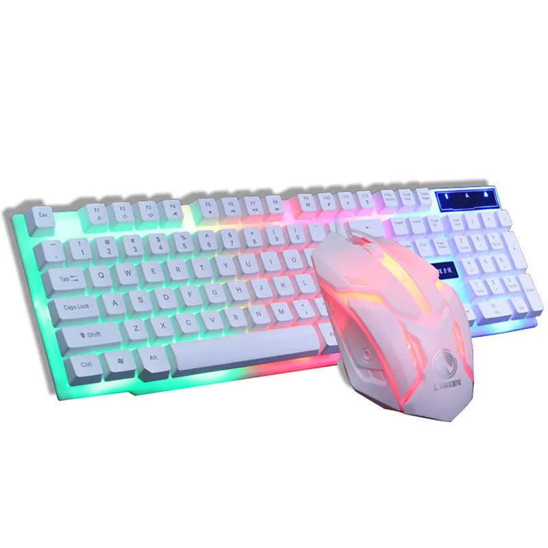 GTX300 black and white gaming keyboard and mouse set with backlit keys