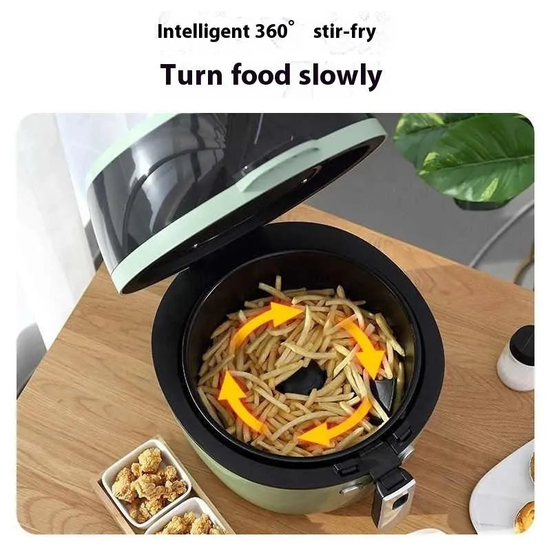 8-litre air fryer oven appliance with visible cooking window and mechanical button controls