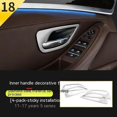 Set of four ABS stainless steel decorative strips for BMW 5 Series F10/F11 interior door handles.