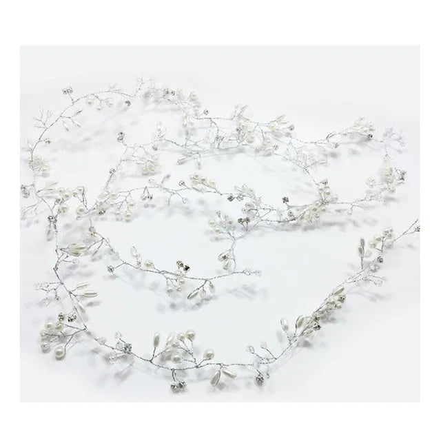 Bride's wedding hair band with crystal pearl detailing on colour-preserving wire in gold, silver, rose gold or silver KC finish
