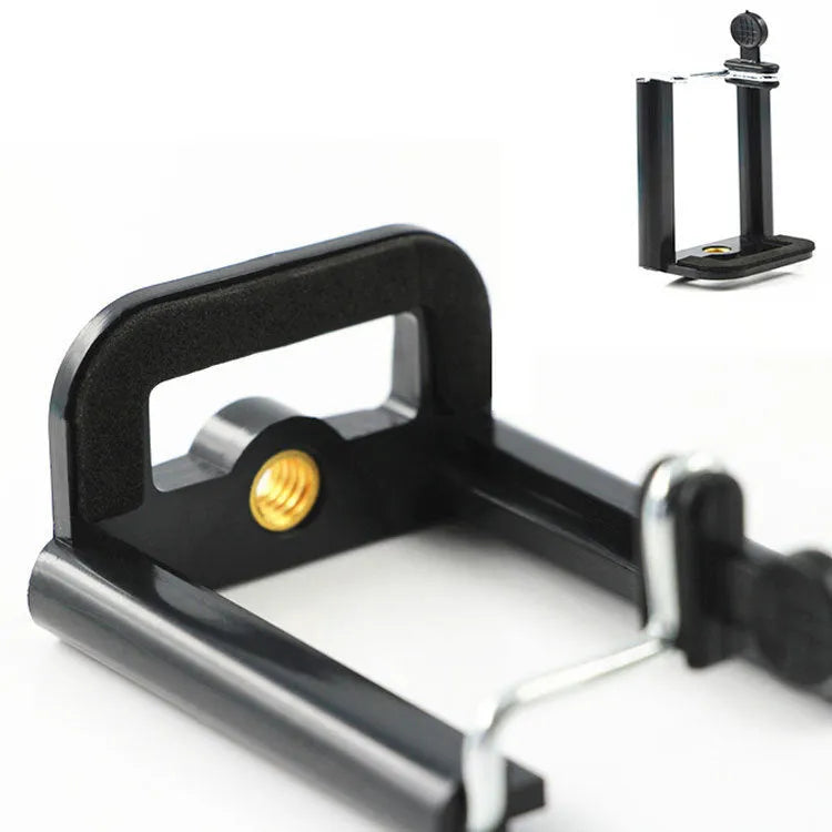 Black plastic mobile phone clip hose bracket for mounting phones during plumbing work