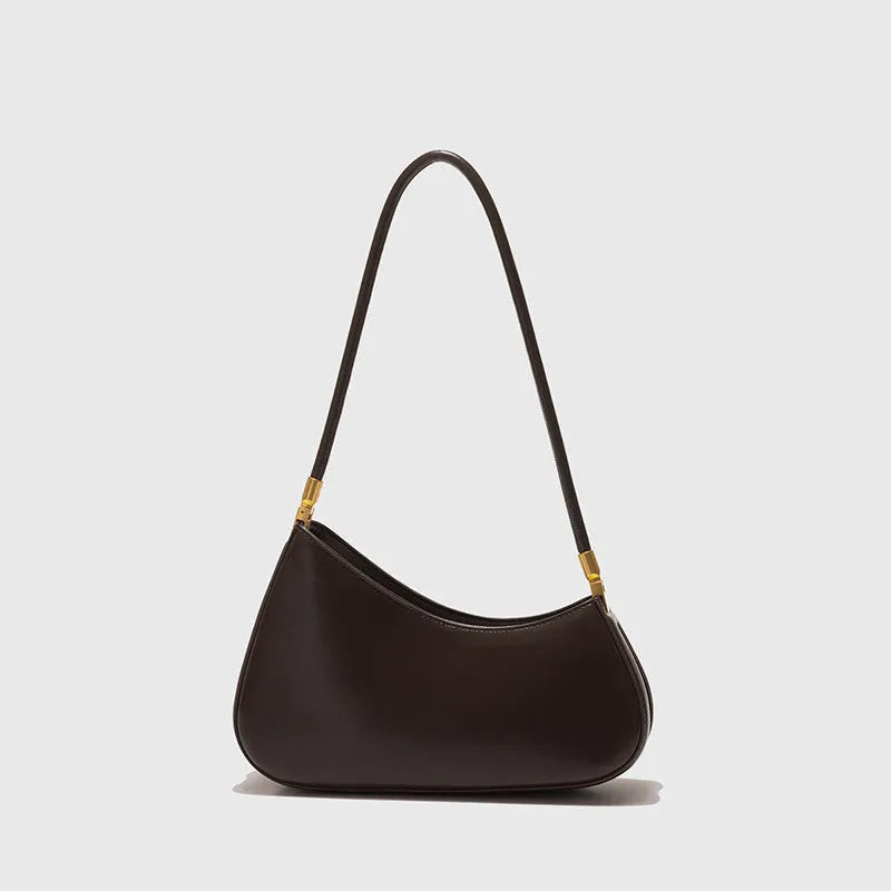 Women's retro oval commuter bag in PU leather with single shoulder strap