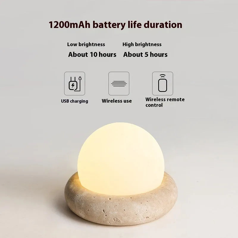 Cream coloured remote control bedside night lamp with modern design for children's bedrooms