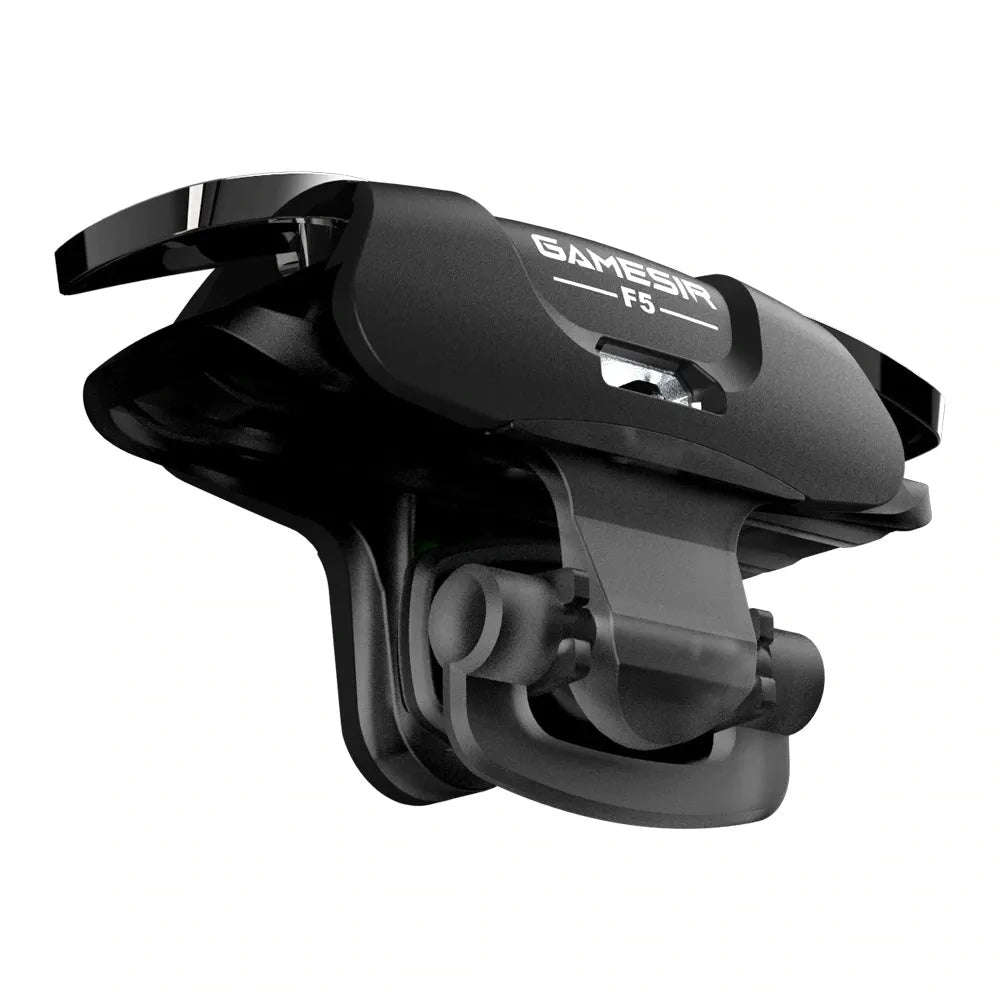 Black F5 wireless Bluetooth game controller for mobile phones, showing compact handheld size