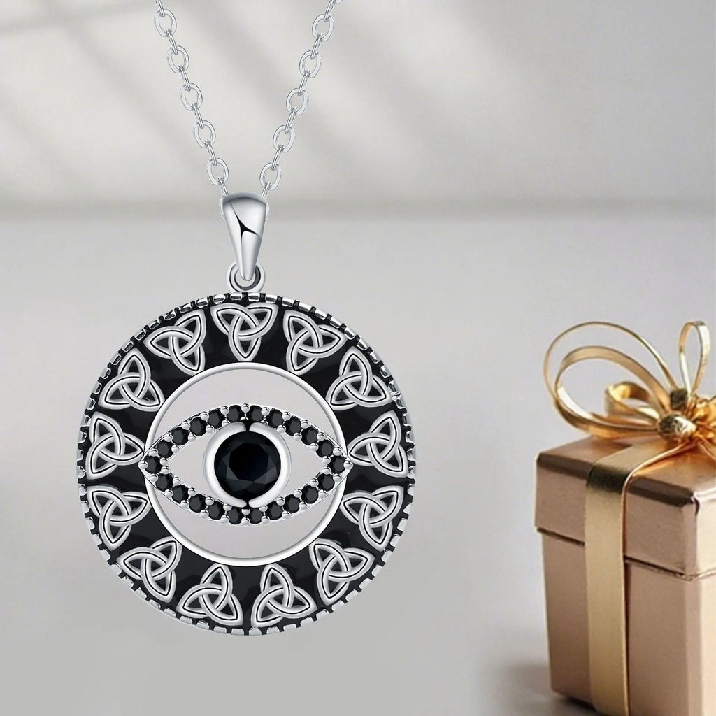 Devil's Eye copper necklace with pendant and cross chain for women