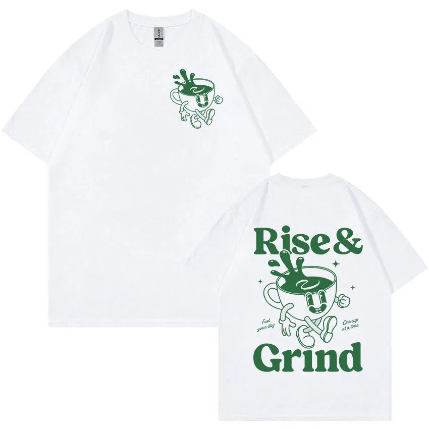 Linen loose fit T-shirt with cartoon graphic print in multiple colour options