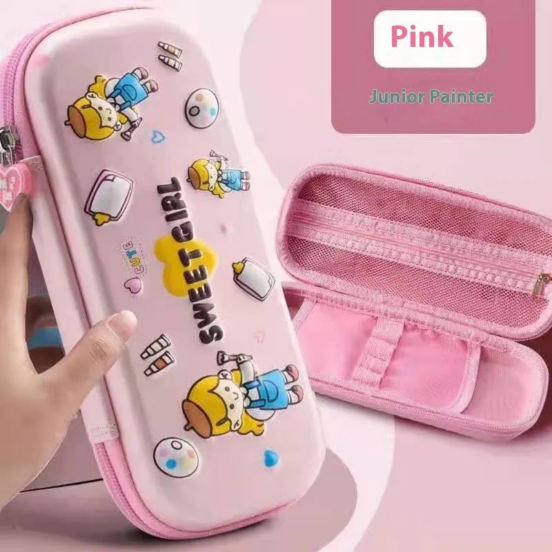 3D leather stationery box pencil case showing detailed spaceship design in black leather.