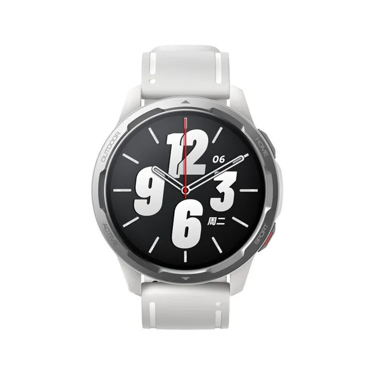 Smart watch with dual band GPS and motion pedometer on silicone strap in black, white, or blue colour