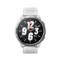 Smart watch with dual band GPS and motion pedometer on silicone strap in black, white, or blue colour