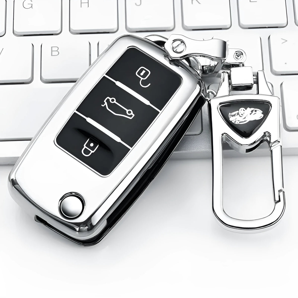 TPU car key case buckle set for Volkswagen Model A folding key in blue, pink, red, or silver