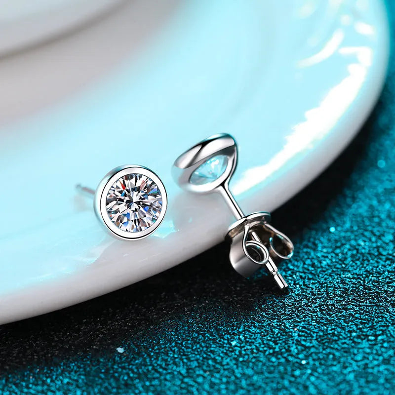 Gold-plated 925 sterling silver geometric earrings for women with moissanite or zircon stone options.