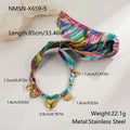 Geometric pendant necklace and bracelet set with stainless steel chain and 18K electroplated finish