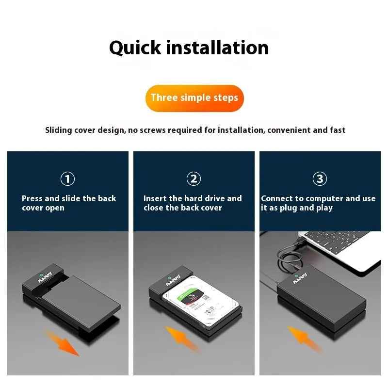 USB 3.0 SATA hard disk box for 3.5-inch drives with slide cover in multiple colour options
