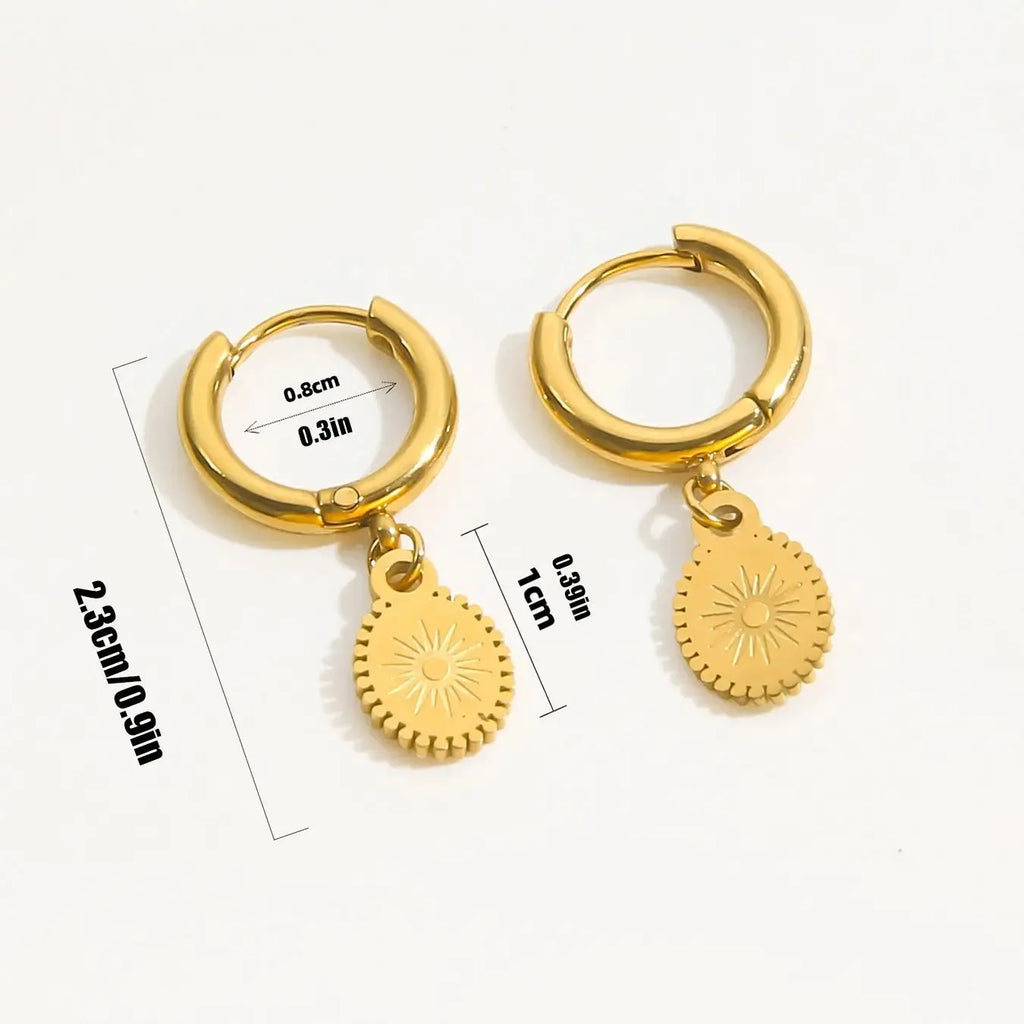 Geometric ellipse stainless steel ear button earrings with a non-fading finish, colour XY-EH005.