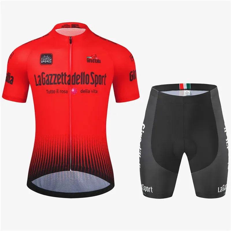 Short sleeve cycling suit for road biking in quick-dry polyester fabric