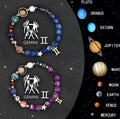 Two natural stone beaded bracelets with magnetic clasps showing different zodiac sign bead designs.