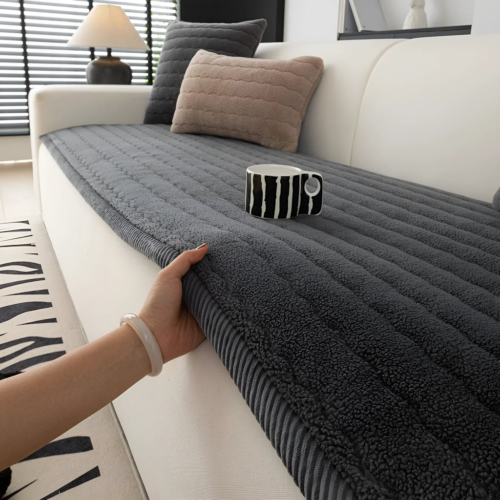 Plush non-slip sofa cushion in solid colour, available in six colours and five sizes from 70x70cm to 70x240cm