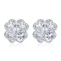 Zeng Yin heart-shaped silver earrings with zircon detail in white gold colour