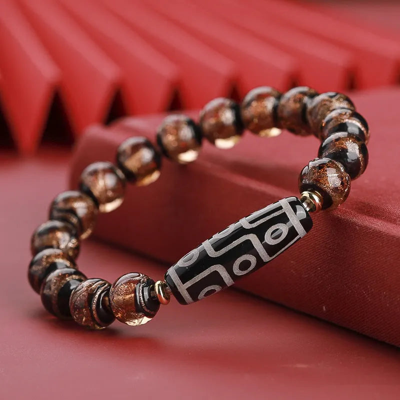 Chinese coloured glaze bracelet with five-colour snake motif lucky beads