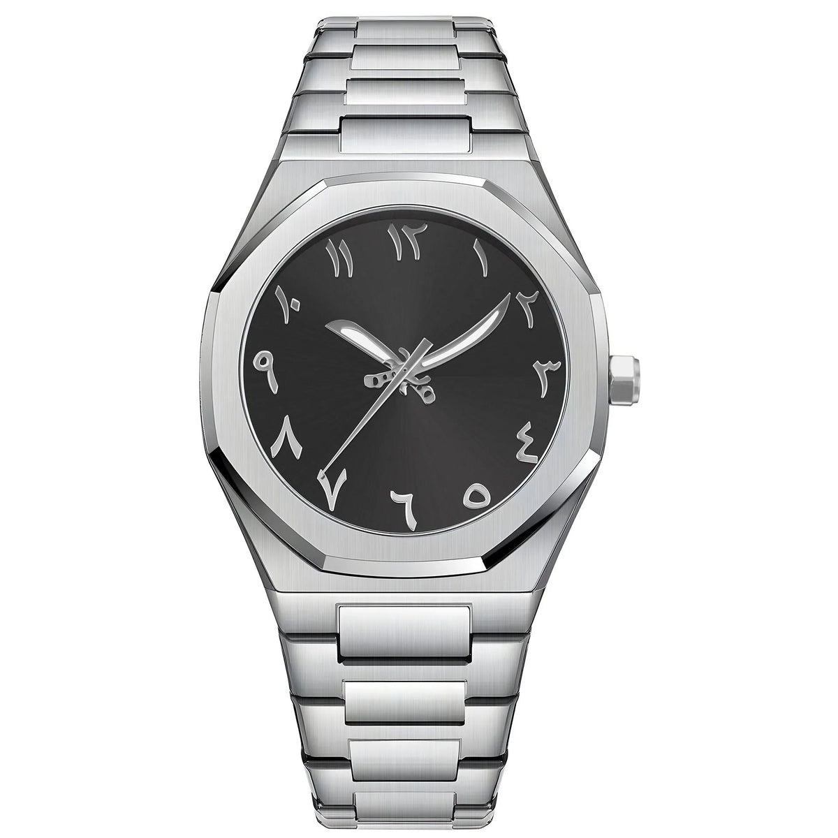 Business casual men's stainless steel quartz watch showing 10mm thickness and professional styling