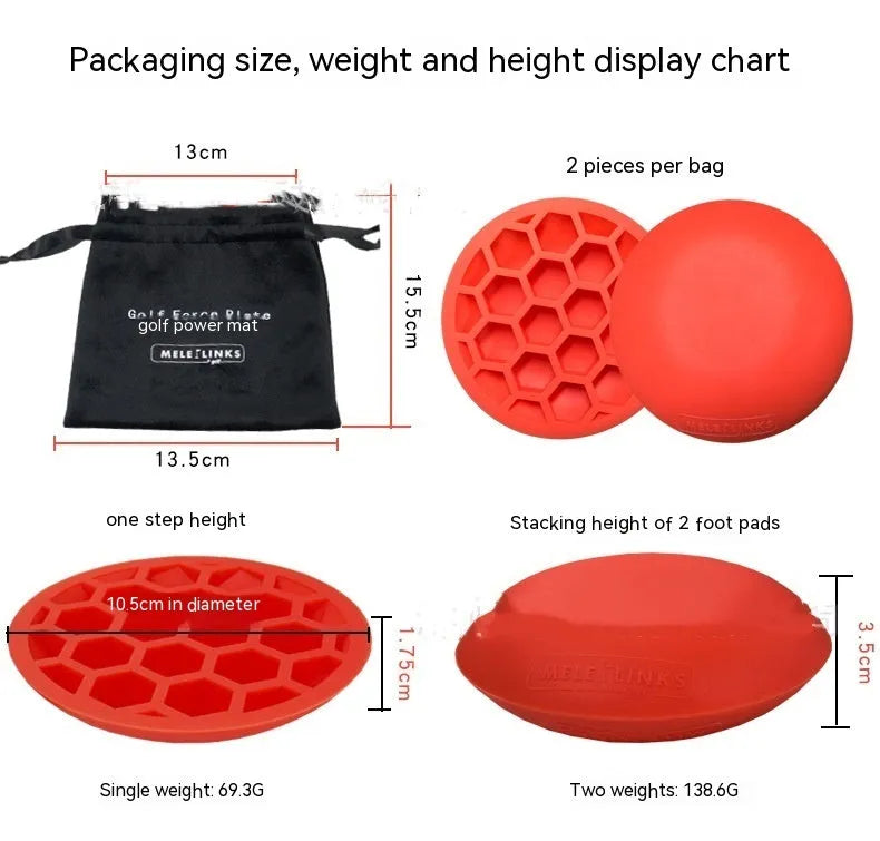 Orange golf strength training mat with natural rubber construction and centre of gravity weighting