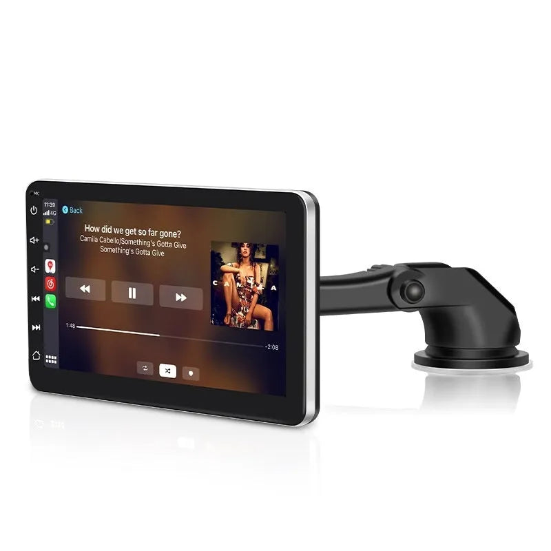 7-inch wireless CarPlay car GPS navigator with universal suction cup mount on dashboard
