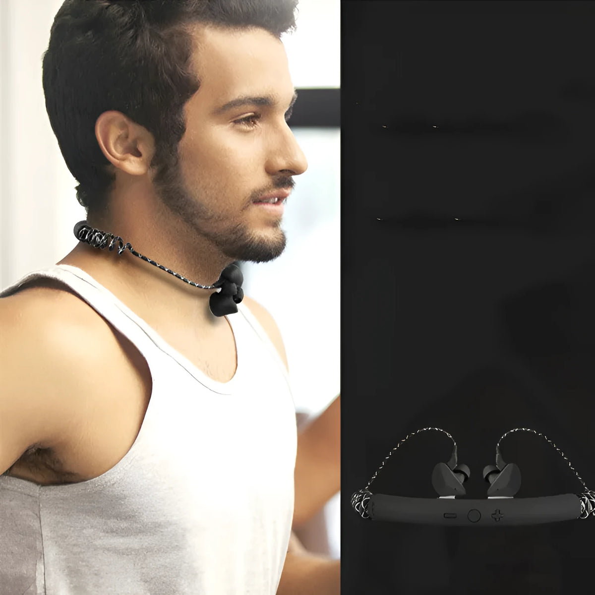 Wireless sports in-ear telescopic earphone, Bluetooth 5.0, black or white, 10m transmission range