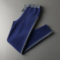 Men's navy blue cashmere wool blend cardigan and trouser winter suit with half turtleneck zipper