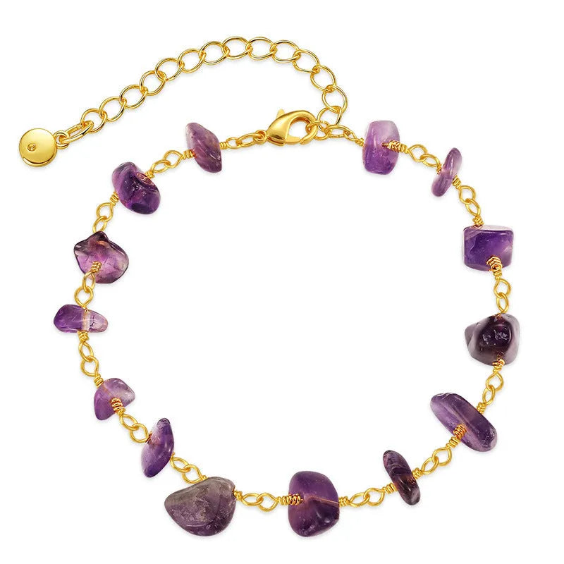 Women's turquoise gravel bracelet with irregular beads, 18K copper, and crystal accents