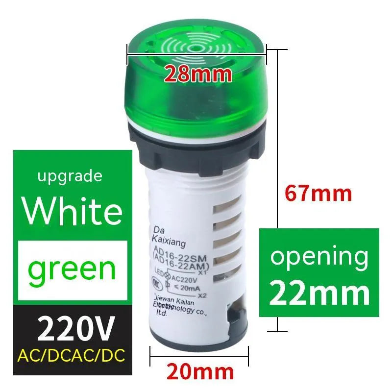 AD16-22SM LED flashing sound and light buzzer with 22mm mounting diameter for industrial control panel alarm signaling in red green and yellow