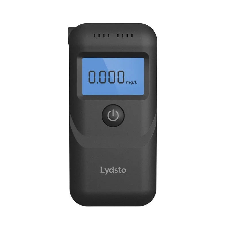 Black handheld personal alcohol breath tester, model HD-JJCSY01, on a plain background.