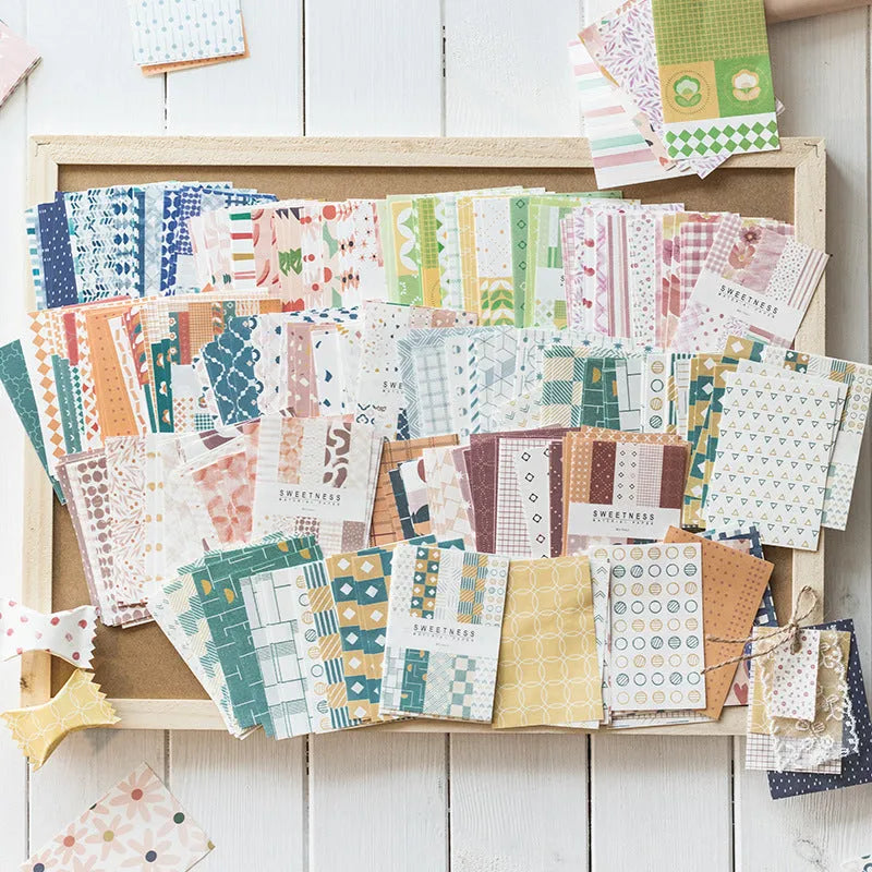 Retro collage material note paper in dessert colours measuring 56mm by 83mm