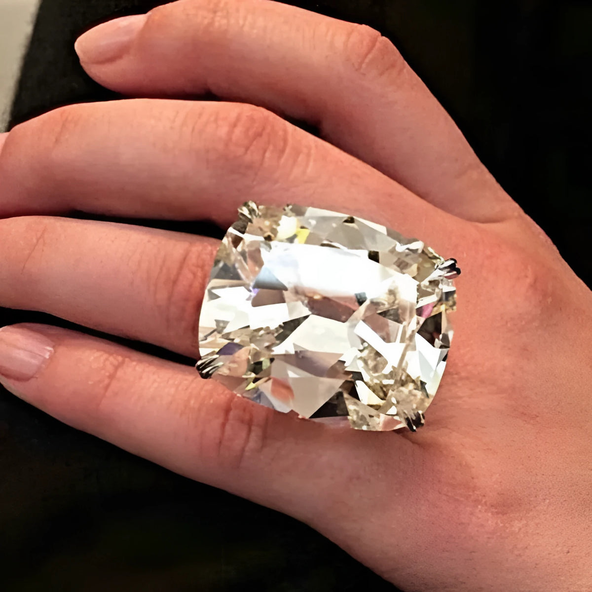 Simple inlaid white square diamond geometric ring for women in white gold colour.